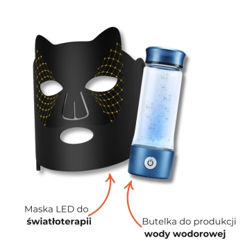 Zestaw maska LED i butelka wodorowa CA-303